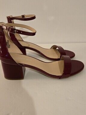 Madden Girl New Womens Ileana Dark Cherry Patent Heels 9.5M Open Toe Ankle Strap